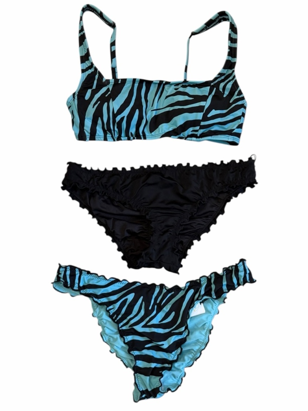 SHADE AND SHORE BIKINI BUNDLE of 3 - Top and CHEEKY Bottom Black and Teal M 8-10